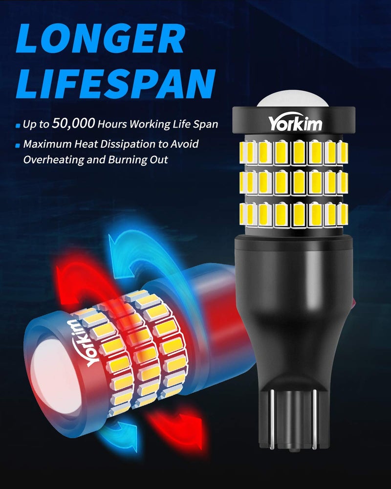 Yorkim 921 LED Bulb 912 Led Reverse Light Super Bright 3014 3030 58-SMD Chipsets Error Free, 921 led backup lights T15 LED Bulb 906 904 902 W16W 921 912 Reverse Lights, 6500K White, Pack of 2 - Image 5